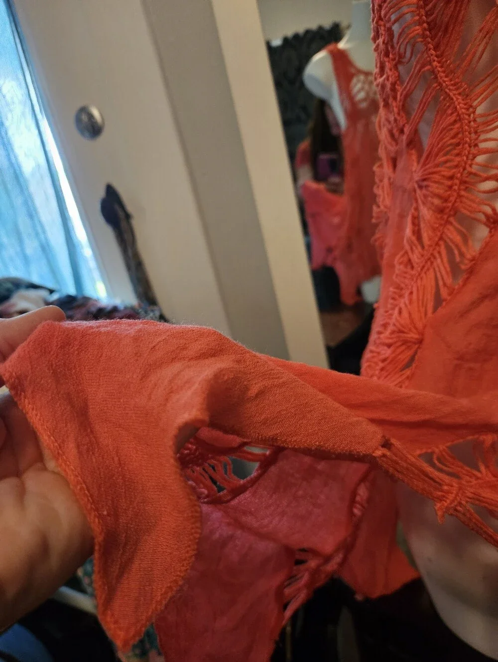Small * SWIM COVER UP *Crochet Lightweight Pink/Orange - Picture 6 of 6